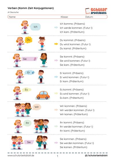 verben kommen arbeitsblatt